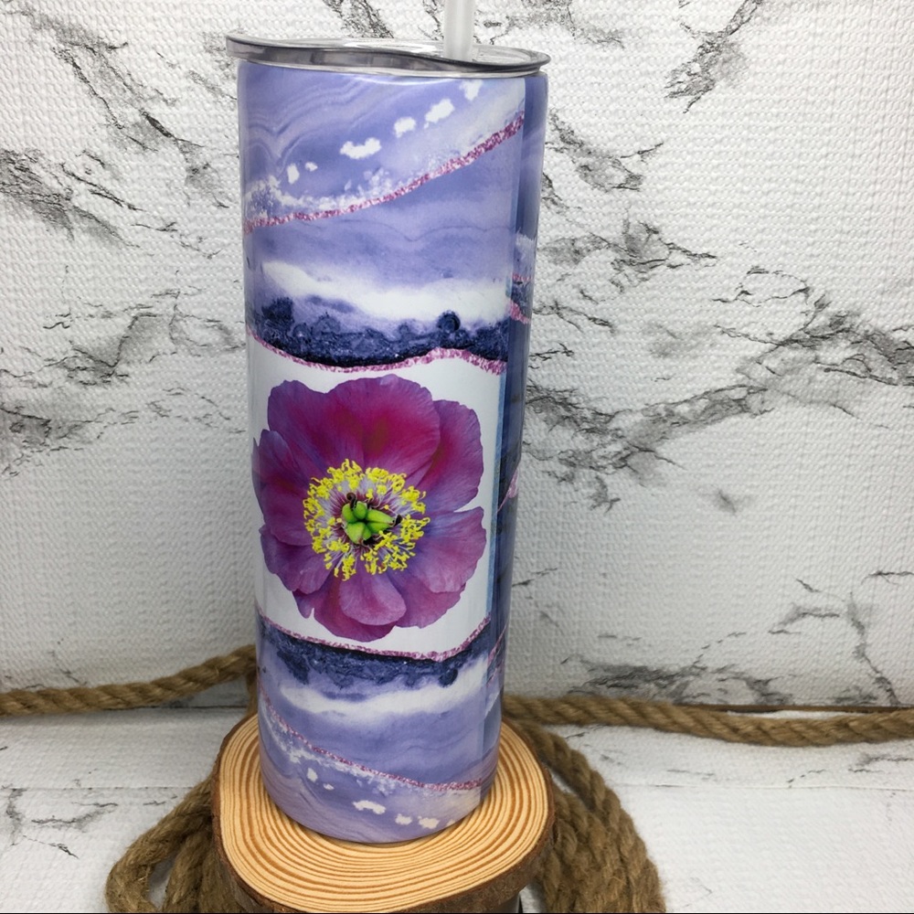 Purple Floral Agate 20 oz Skinny Tumbler